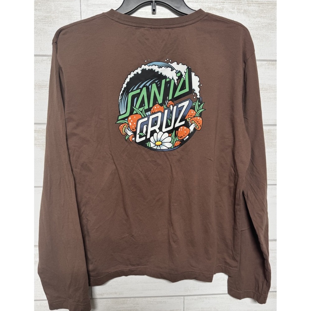 Women's Santa Cruz Mushroom Wave Splice Brown Long Sleeve T-Shirt Sz M